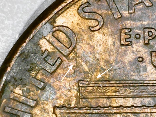 1996-D-Cent-Line-Down-Middle-Of-Reverse-And-Drag-On-Obverse