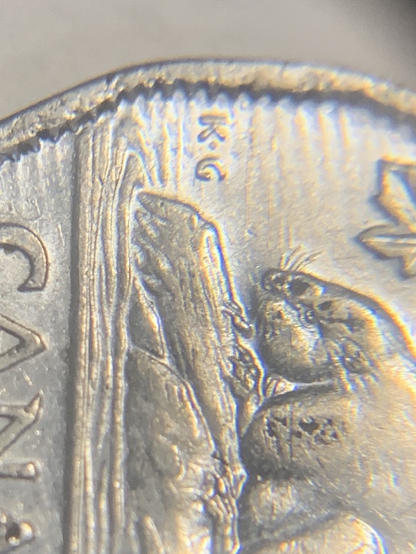 1953-Canadian-5-Cent-SF-Near-With-Trail-Die