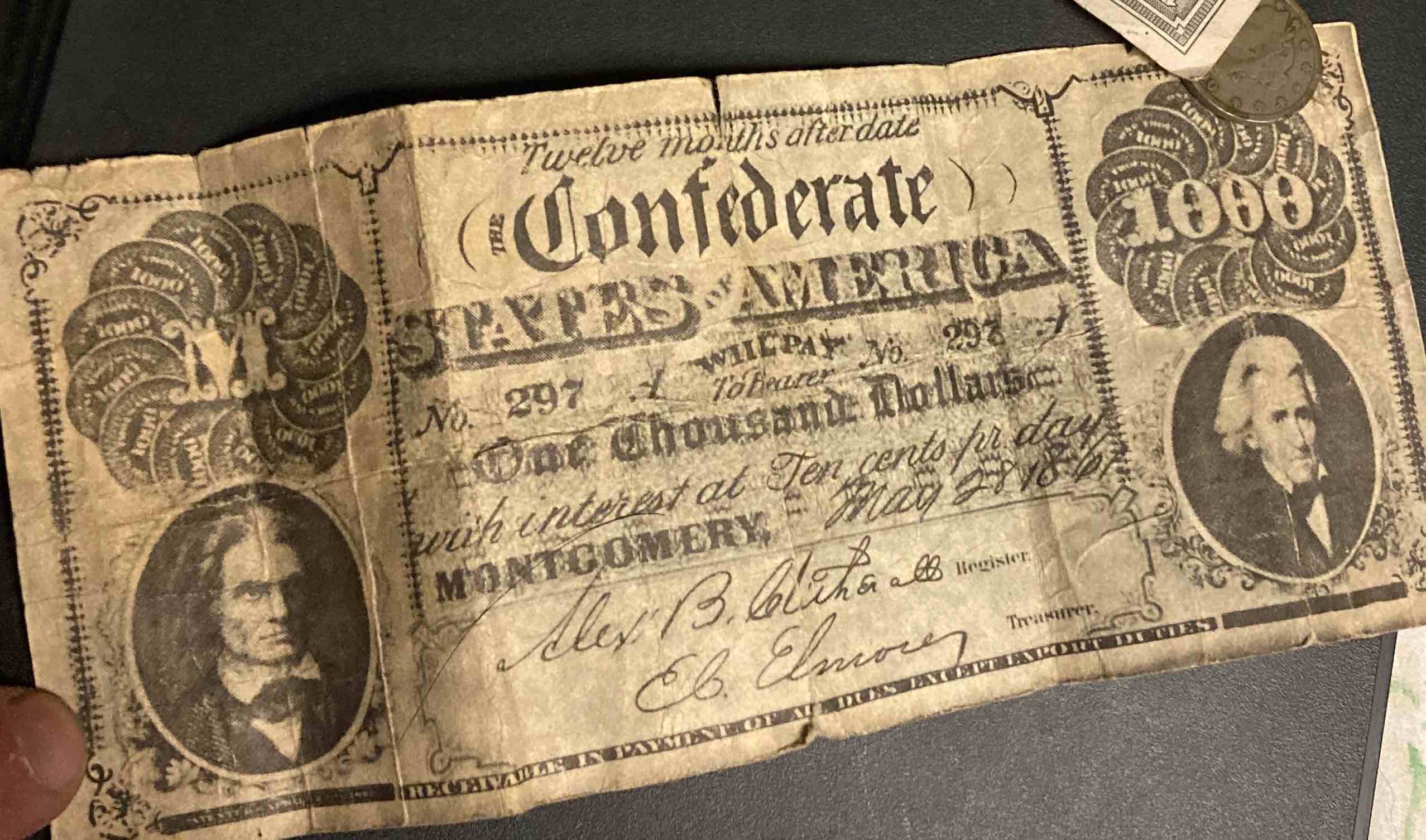 I-Believe-To-Have-An-Authentic-$1000-Confederate-Bank-Note-From-1861