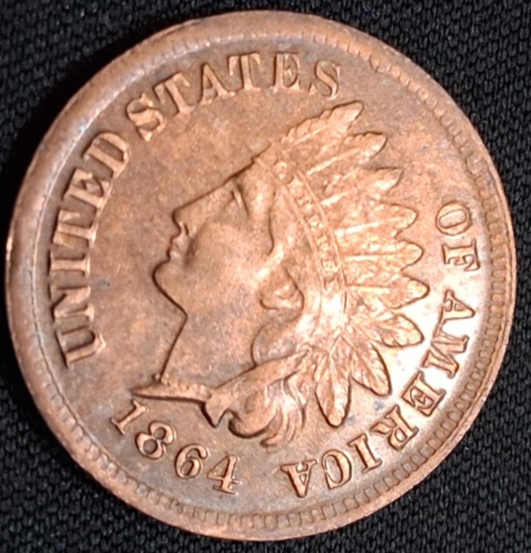 Found-An-1864-Indian-Head-Cent-L-On-The-Ribbon-Cameo-Uncirculated