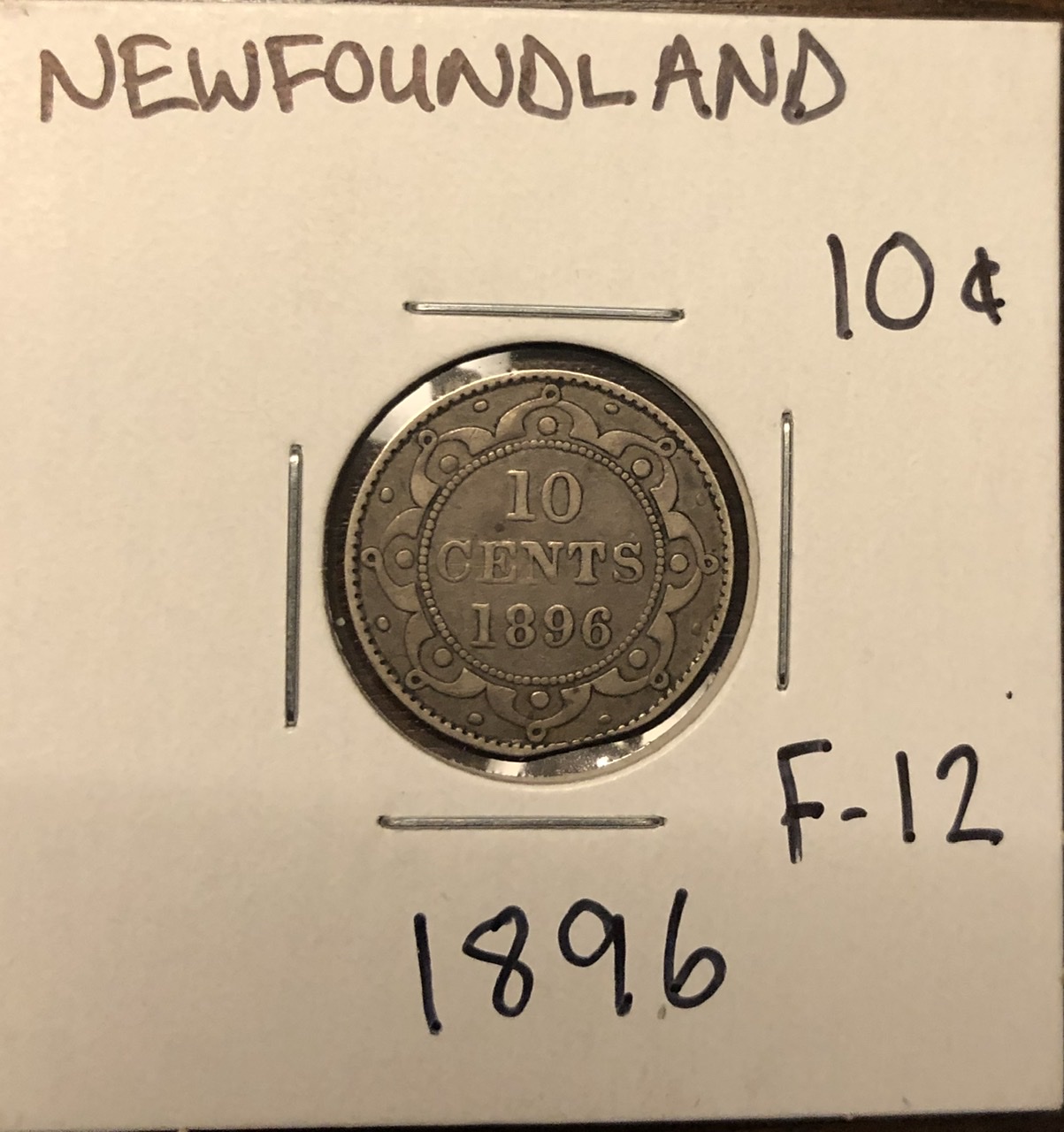 Planchet-Clip---1896-Newfoundland-10-Cent