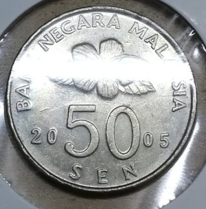 Malaysia-Flower-Rainbow-Toning-Shade-On-Both-Sides-50-Sen-Coin-Check-It-Out