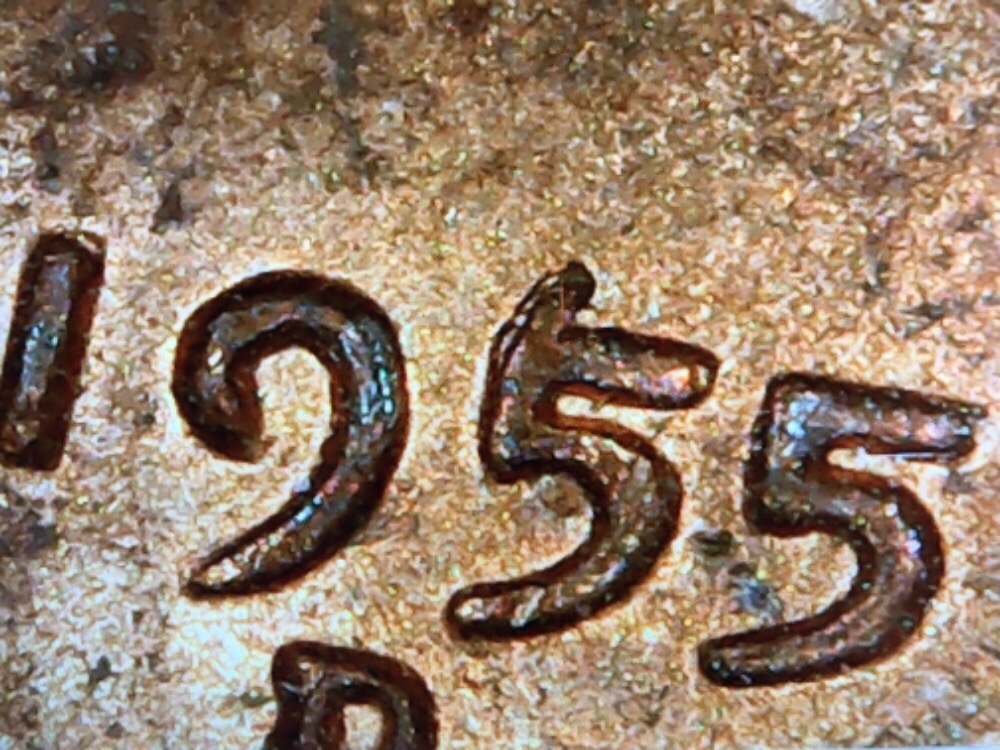 1955-D-Cent-With-Tail-Like-A-6-Coming-Off-Top-Of-5-In-Date