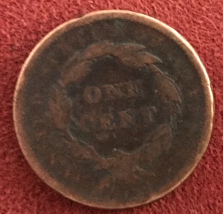 1839-Silly-Or-Booby-Head-One-Cent-Coin-Red.-Help-W/Grade-&-Variety-Idenit.
