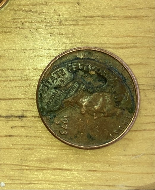 1973-D-Lincoln-One-Cent-Error-Coin-Or-Metal/Grease/Fillers-Stamped-On-Coin?