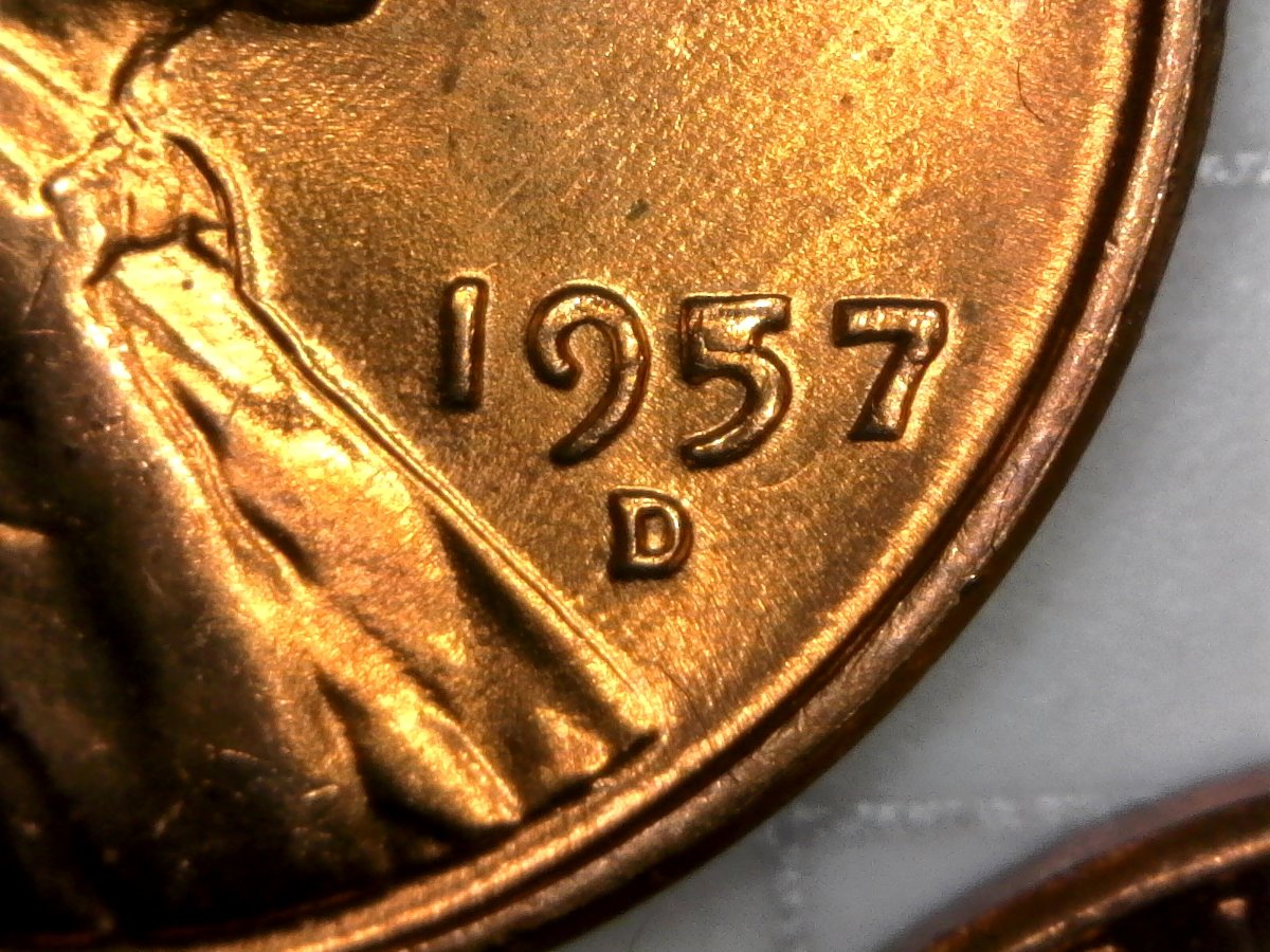 1957-D-Lincoln-Wheat-Penny-Multiple-Chips-And-Skull-Fracture