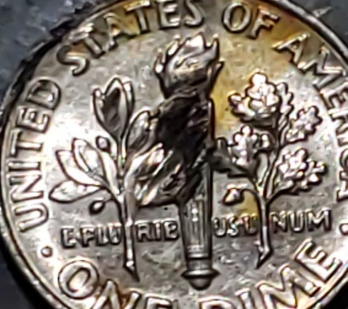 2016-D-Dime---Yellow-Tone-With-Black-Reverse.-Obverse-Lines-Up-With-Reverse.-Beautiful-CO