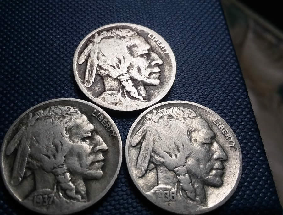 1919,1936,1937-Buffalo-Nickels