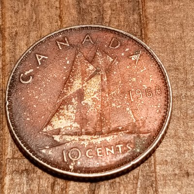 1968-Canadian-10-Cents-Coin-Why-Is-Entire-Coin-This-Color