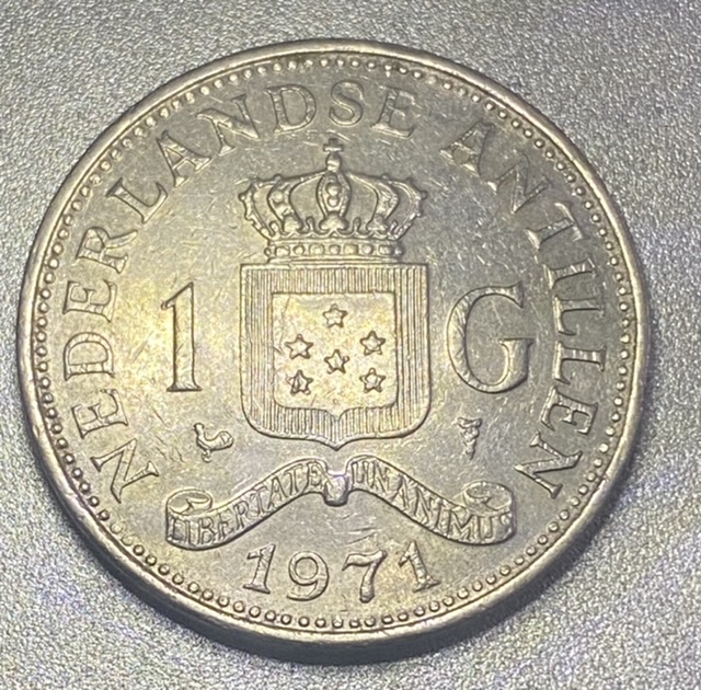 1971-1-Gulden-Antilles-Netherlands-Coin-Wrong-Planchette?