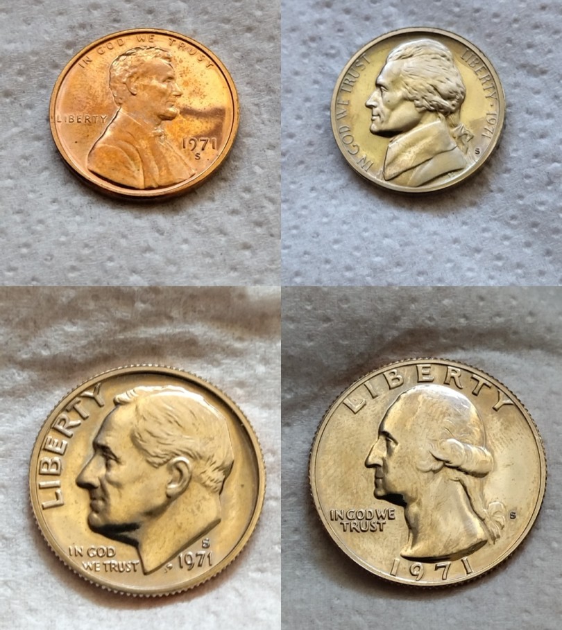 1971-S-Proof-Coins---Cent-To-Quarter