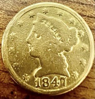 1847-D-Liberty-Head-No-Motto-Half-Eagle,-Help-Real-Or-Counterfeit