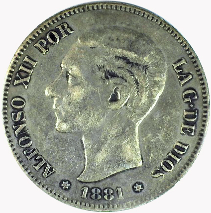 Counterfeit-Detection:-1874-5-Pesetas-In-Silver-And-Bronze