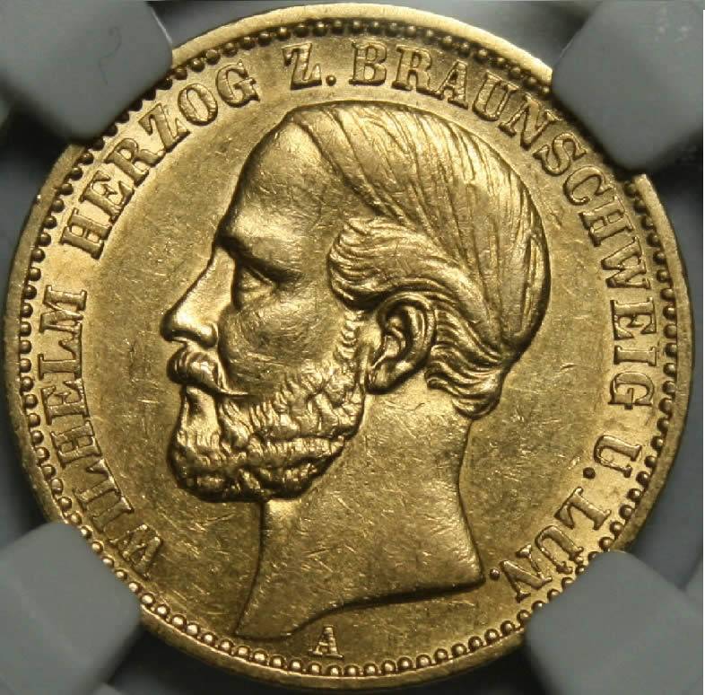 You-Vs.-NGC--20-Mark-1875-Brunswick-Wolfenbuttel-German-States