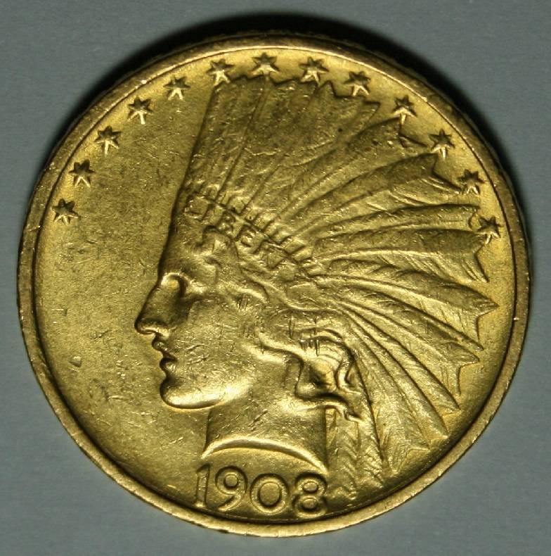 Your-Opinion:-10-Dollar-1908-Indian-Head-No-Motto