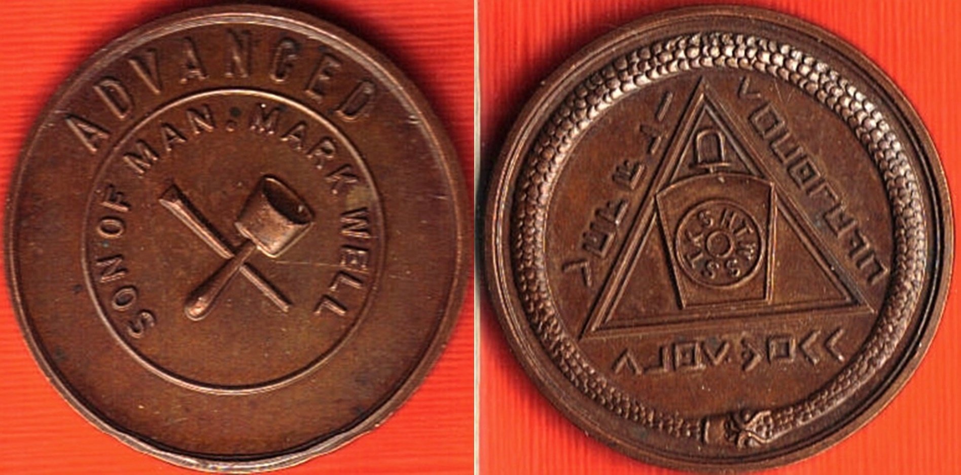 Masonic-Tokens,-Coins-And-Counter-Stamped-Pennies