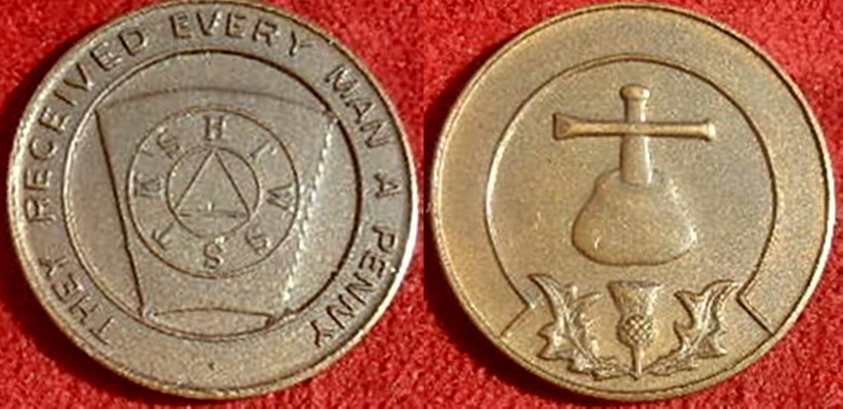 Masonic-Tokens,-Coins-And-Counter-Stamped-Pennies