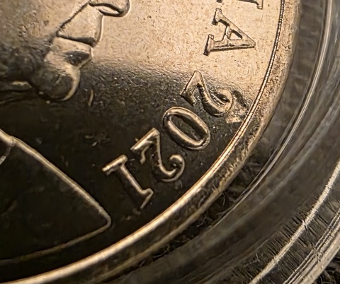 2021-Australian-5-Cent--Struck-Through-By-Foreign-Object