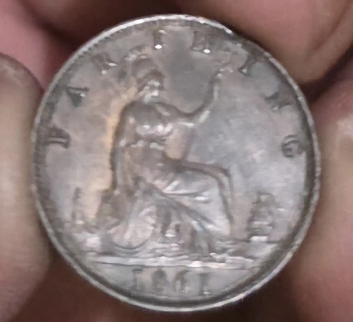 1861-Victoria-Farthing--Double-Die-On--I,-T-And-Maybe-R-In-Victoria-And-Die-Crack-Through-G-Too-For