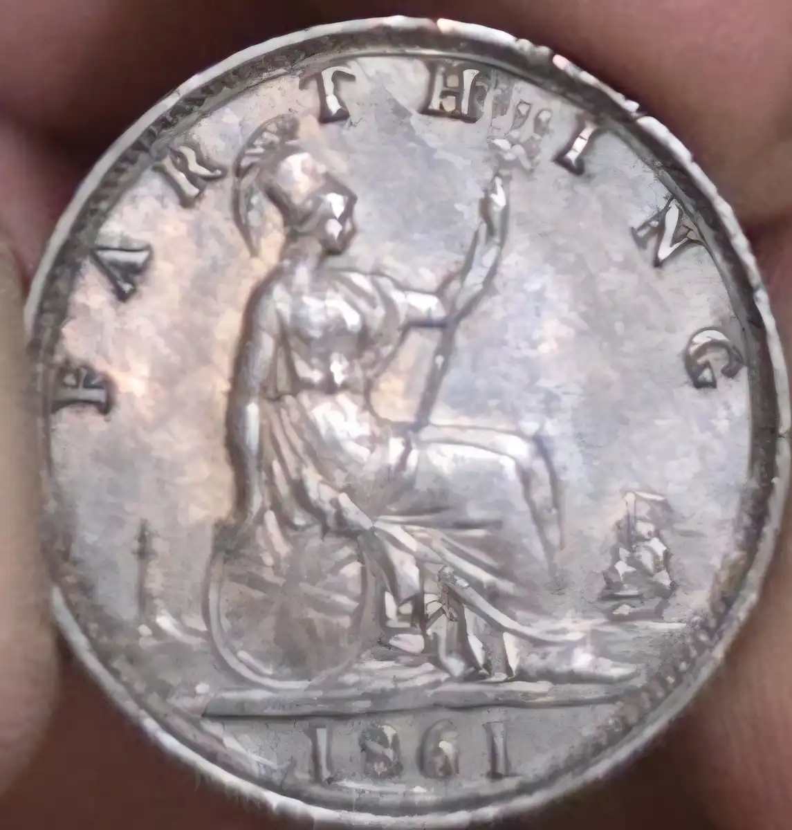 1861-Victoria-Farthing--Double-Die-On--I,-T-And-Maybe-R-In-Victoria-And-Die-Crack-Through-G-Too-For