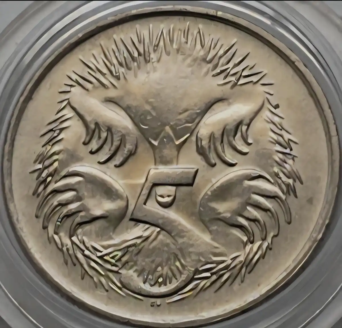 1981-Australian-5-Cent-Die-Clash-Obverse/Reverse