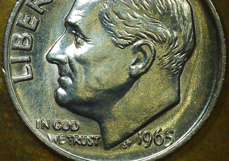 1965-Roosevelt-Dime-W/Full-Bands
