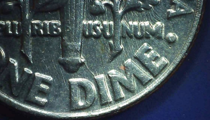 1981-P-Roosevelt-Dime-W/Die-Crack