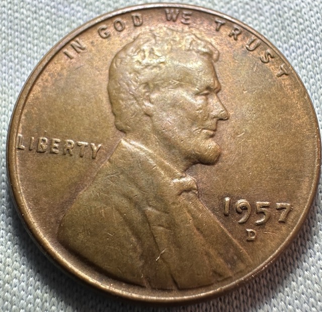 1957-D-Lincoln-Wheat-Cent,-Spike-Head-And-Die-Chip