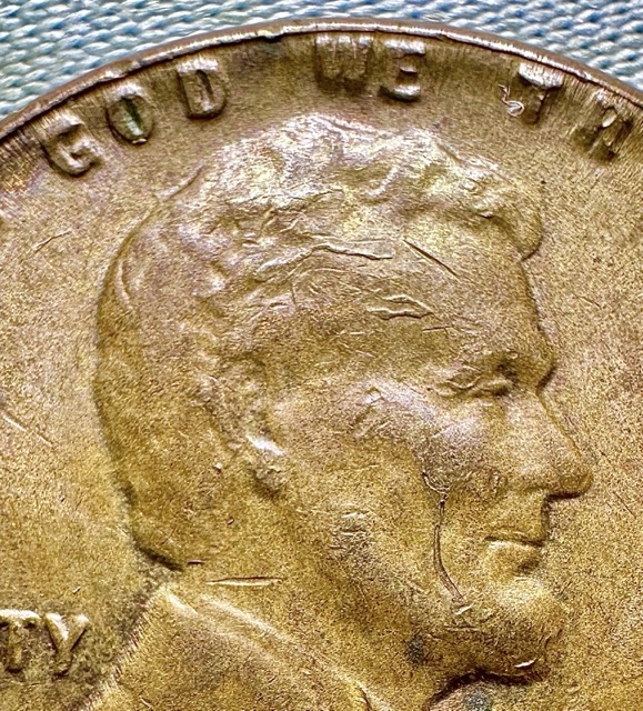 1955-Lincoln-Cent--Cracked-Skull,-Die-Crack-