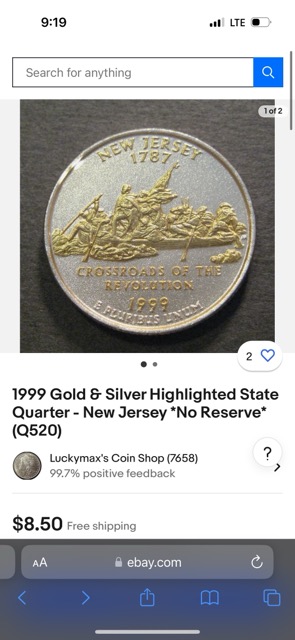 State-Quarter-Plastic-Coated-With-Gold-Highlights-On-Reverse