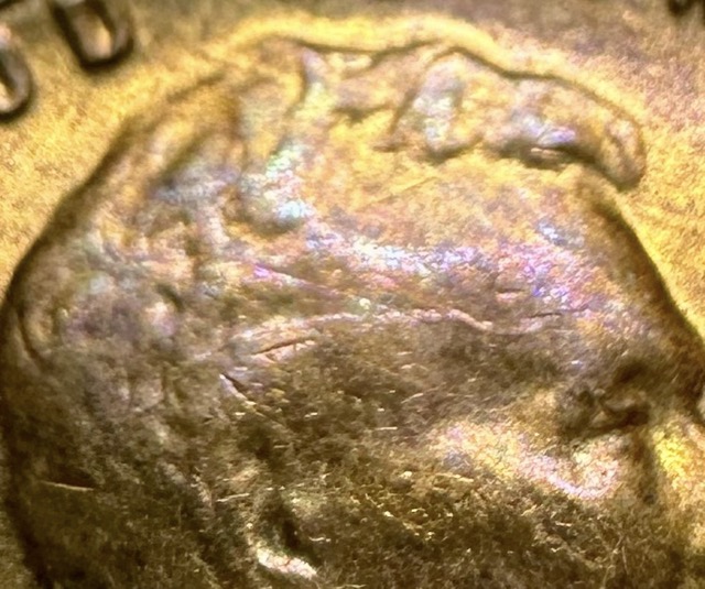 1956-Lincoln-Cent-Bie,-Cracked-Skull,-Die-Crack-And-Retained-Cud?