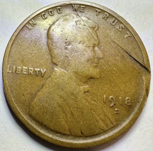 1918-S-Lincoln-Cent-Lamination,-Die-Crack,-Spike-Head-And-PMD?