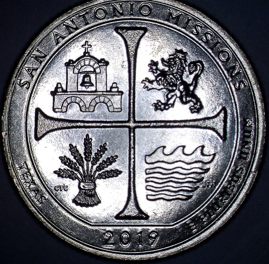 2019-W-San-Antonio-Missions-Quarter-With-Small-Die-Split/Crack...