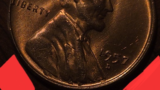 1957-Lincoln-Wheat-Penny-Ob-No-Artist-Initials-VDB,-Feathered-Cud?