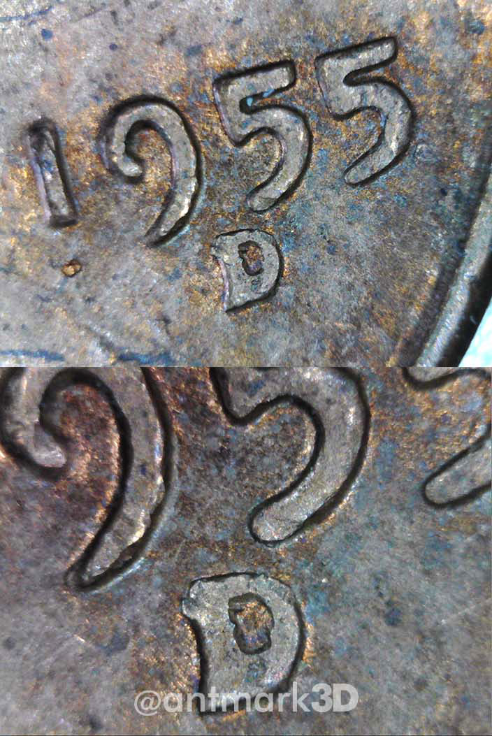 1955-D---Lincoln-Wheat-Cent-With-An-Error-Or-Damage-On-The-