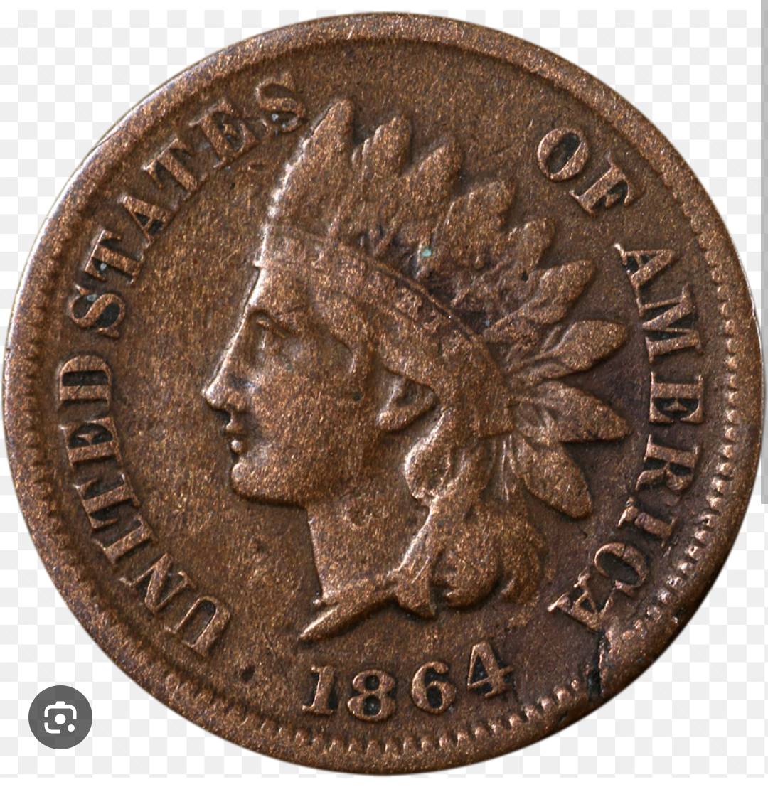 Found-An-1864-Indian-Head-Cent-L-On-The-Ribbon-Cameo-Uncirculated