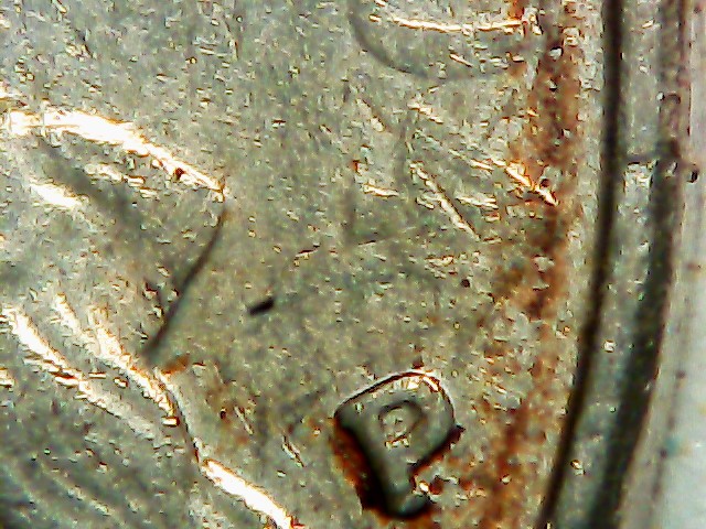 2004-P-Nickel-Stuck-Through-Grease?-Almost-All-Front-Lettering-Missing