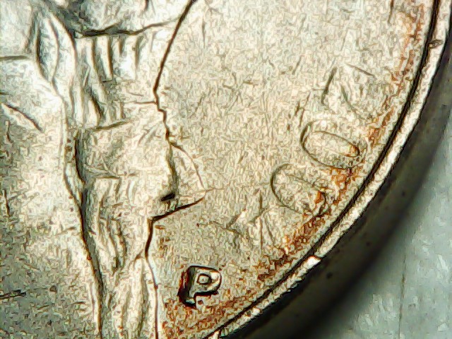 2004-P-Nickel-Stuck-Through-Grease?-Almost-All-Front-Lettering-Missing
