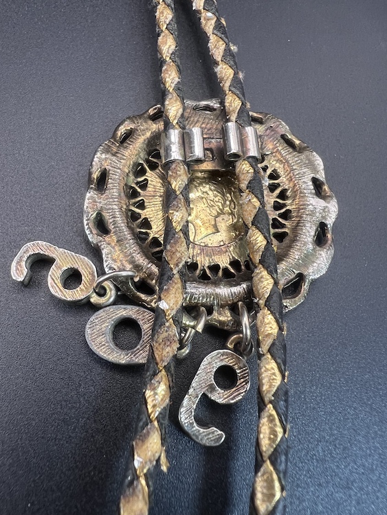 Pap-Loom-909-Bolo-Tie-W/-Hidden-Coin/Token-In-Reverse-&-No-Markings-FoundYet
