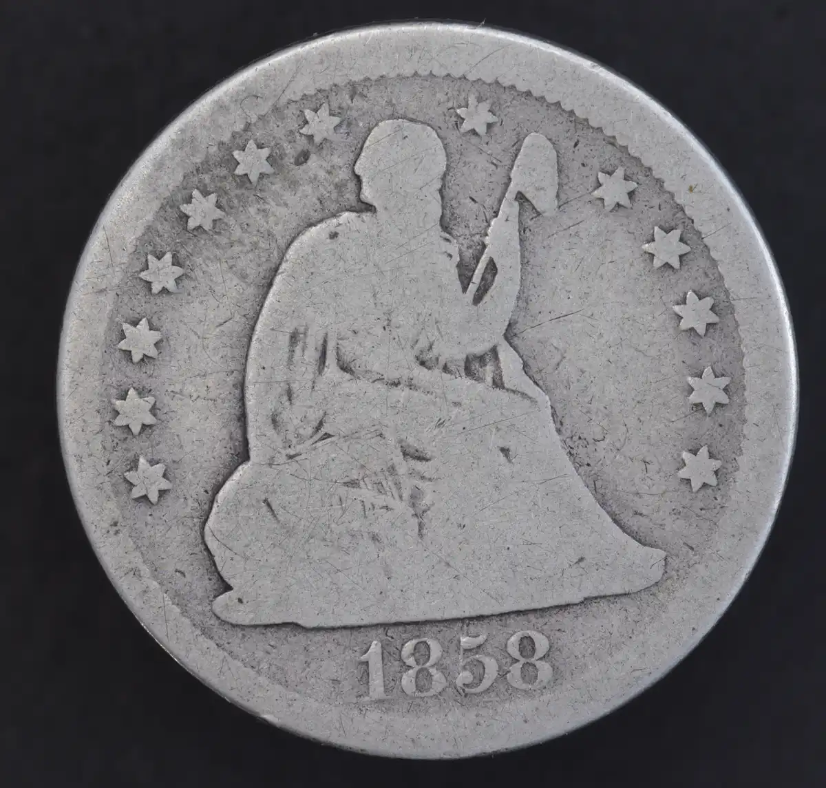 1858-Seated-Quarter-1c-Flying-Eagle-Clash-Not-Being-Cute