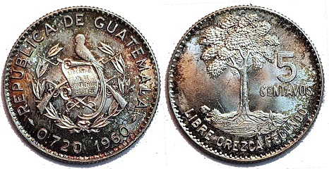Guatamala-1960-/-61-5-Centavos