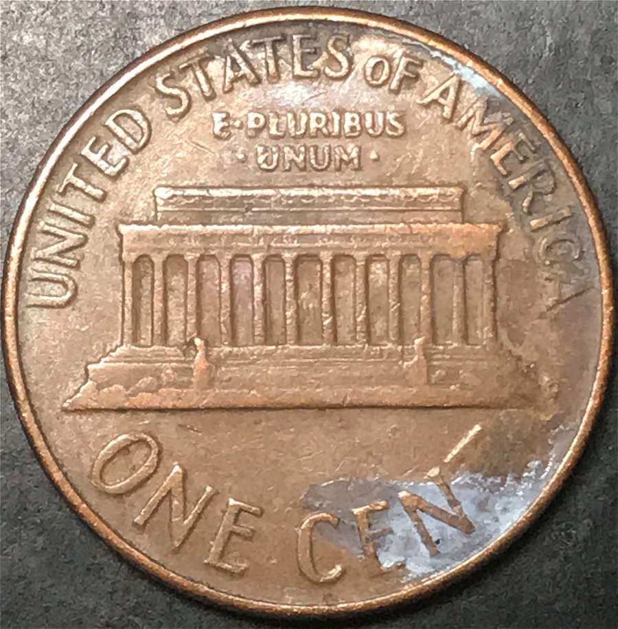 1963-Lincoln-Memorial-Cent-Missing-Partial-Letter-On-Reverse