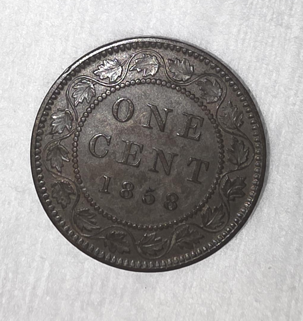 Canadian-1858-Cent-Doubled-5?-And-Broken-Vine?-But-Not-Sure