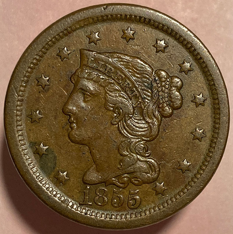 1855-Braided-Hair-Cent---Acetone-/-Verdicare-Experiment
