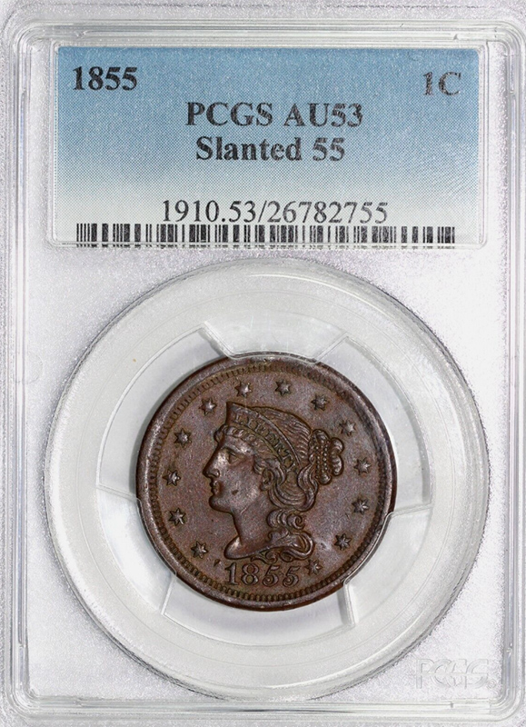 1855-Slanted-55-Braided-Hair-Cent-And-A-Story-To-Tell---You-Vs-PCGS