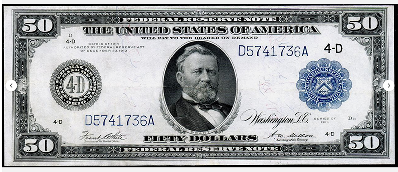 1914-FRN-$50-1039B-Note-For-Grading-And-Comments