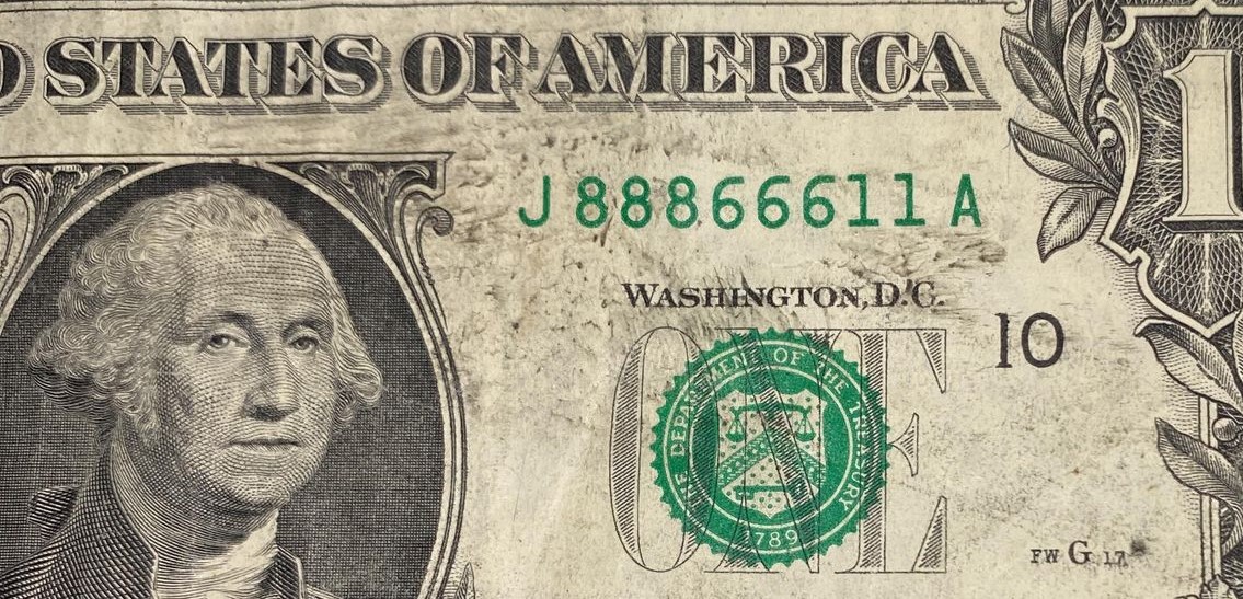 Series-2017-$1---Poor-Condition,-Cool-Serial-Number-J-Kc,-MO