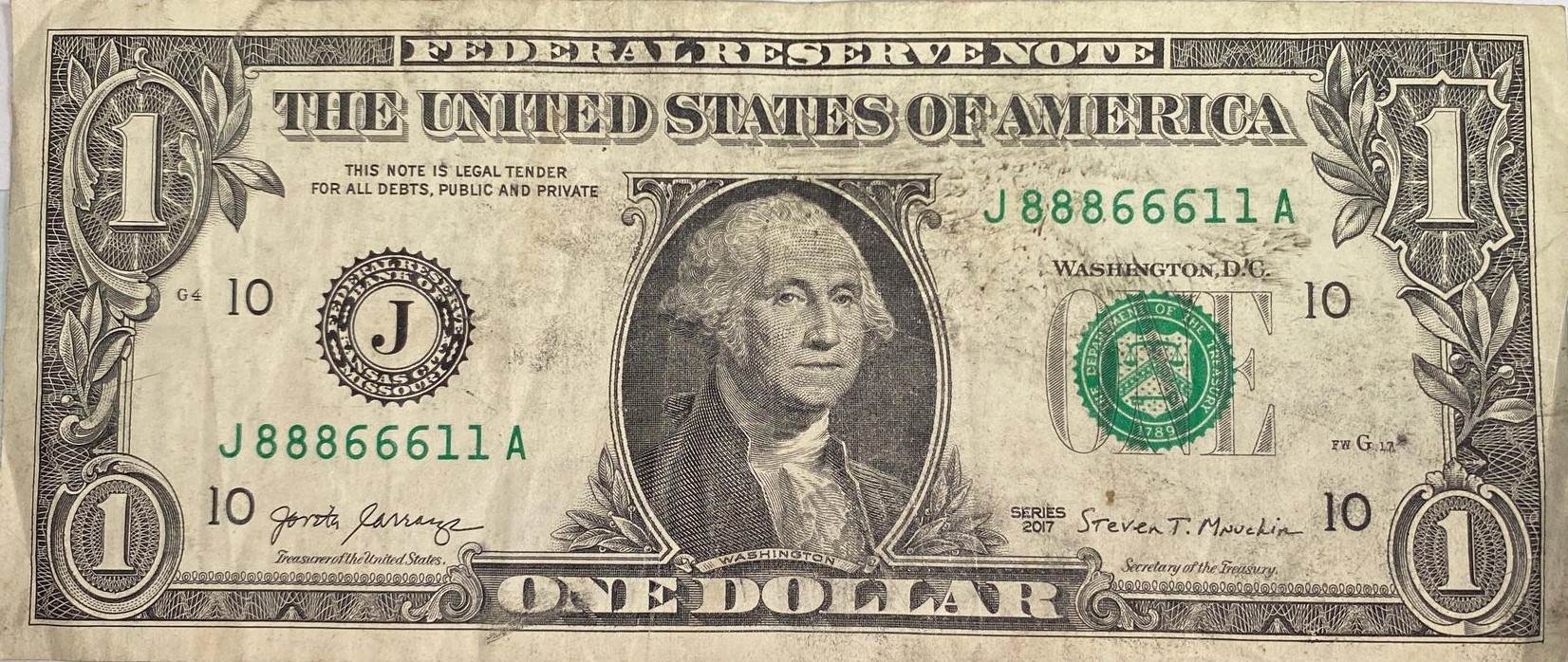 Series-2017-$1---Poor-Condition,-Cool-Serial-Number-J-Kc,-MO