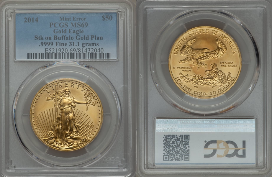 Error-Highlight:-2014-$50-Gold-Eagle-Struck-On-American-Buffalo-Planchet-Error-PCGS-MS-69