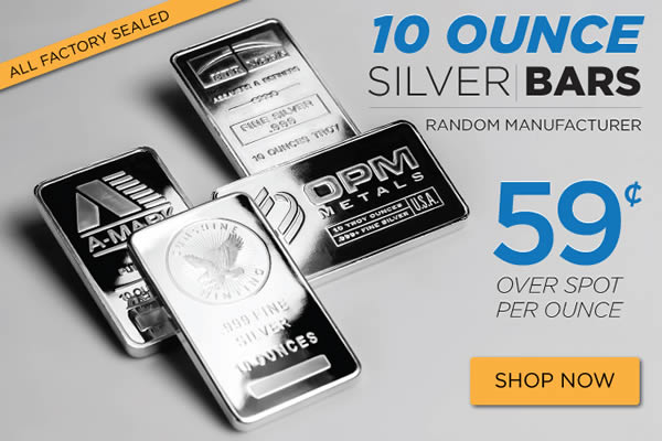 Golden-Eagle-Coin-Sale:-10-Oz-Silver-Bars---Just-59-Cents-Over-Spot!